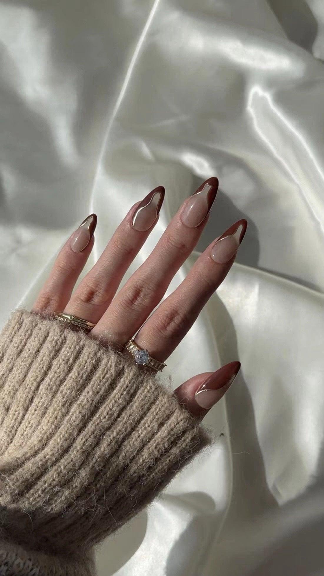 Bronze Flow - GO2NAIL LONG ALMOND PressOnNails