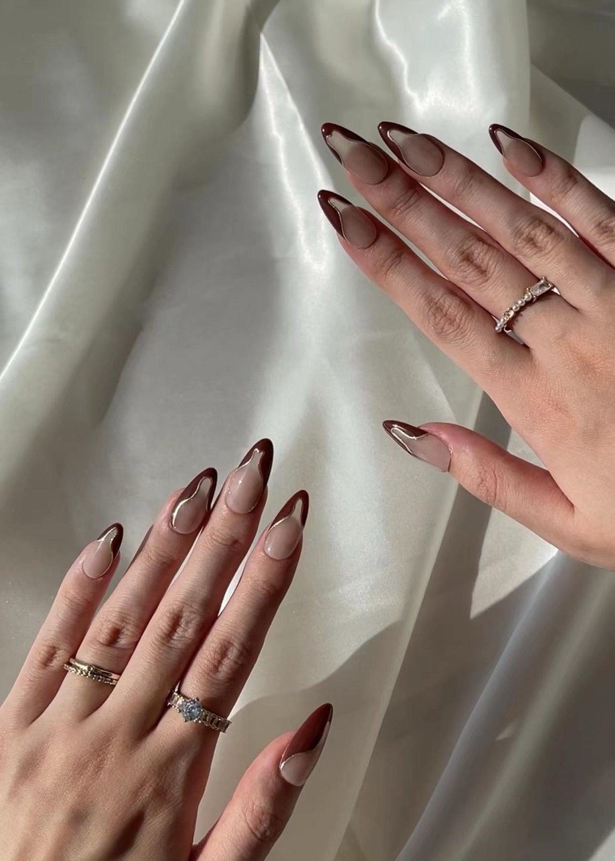 Bronze Flow - GO2NAIL LONG ALMOND PressOnNails