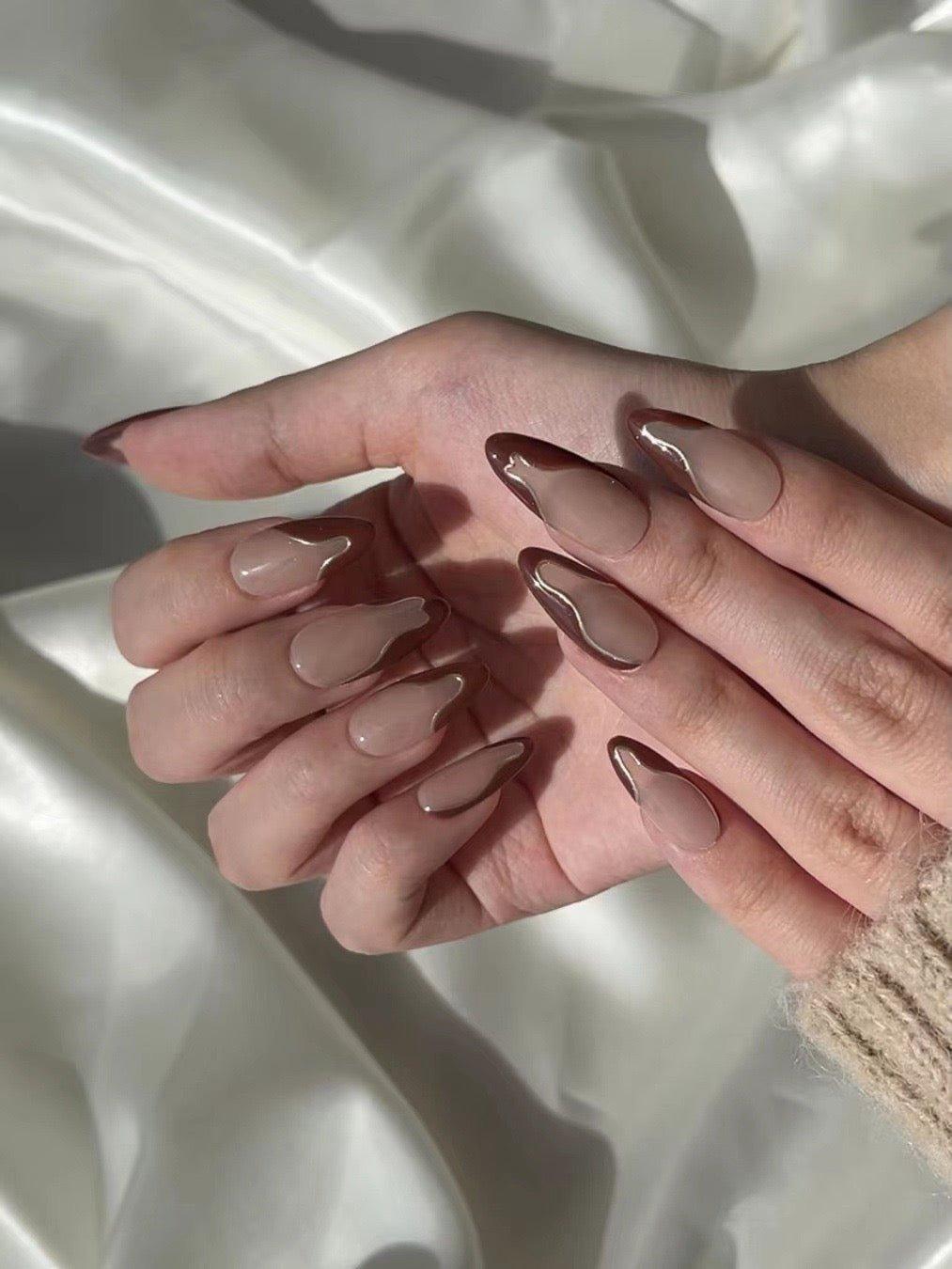 Bronze Flow - GO2NAIL LONG ALMOND PressOnNails